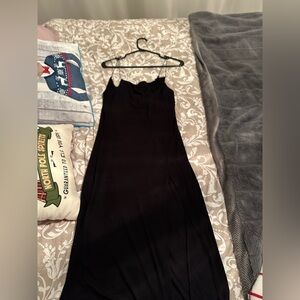 Joah Brown Strappy Slit Dress Black mid length